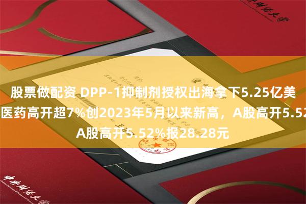 股票做配资 DPP-1抑制剂授权出海拿下5.25亿美元订单！